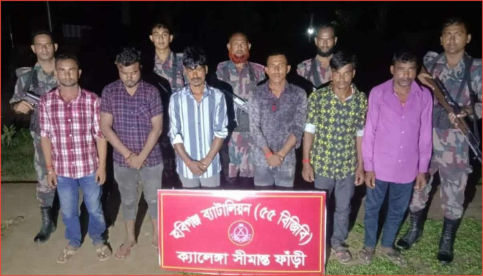 চুনারুঘাট সীমান্তে ৬ বাংলাদেশি আটক