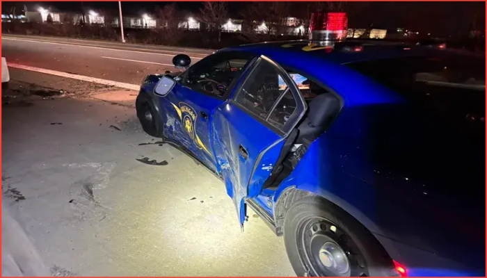 আই-৯৪ সড়কে এমএসপি-র টহল গাড়িসহ তিন গাড়িতে ধাক্কা দিল এক চালক