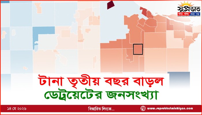 টানা তৃতীয় বছর বাড়ল ডেট্রয়েটের জনসংখ্যা