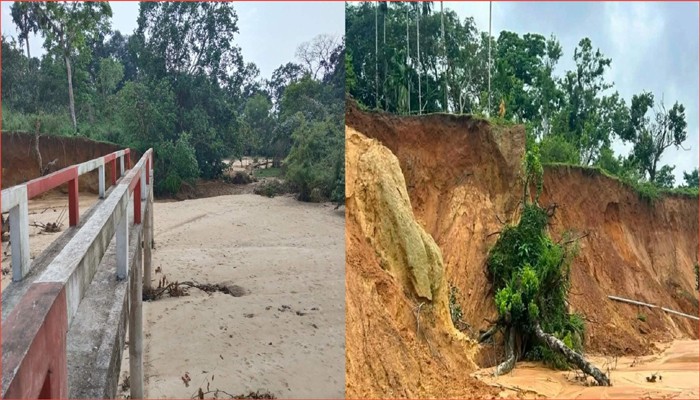 ভাঙনের মুখে সাতছড়ির ত্রিপুরা পল্লী : গৃহহীন ৫ পরিবার, অচল একমাত্র সেতু